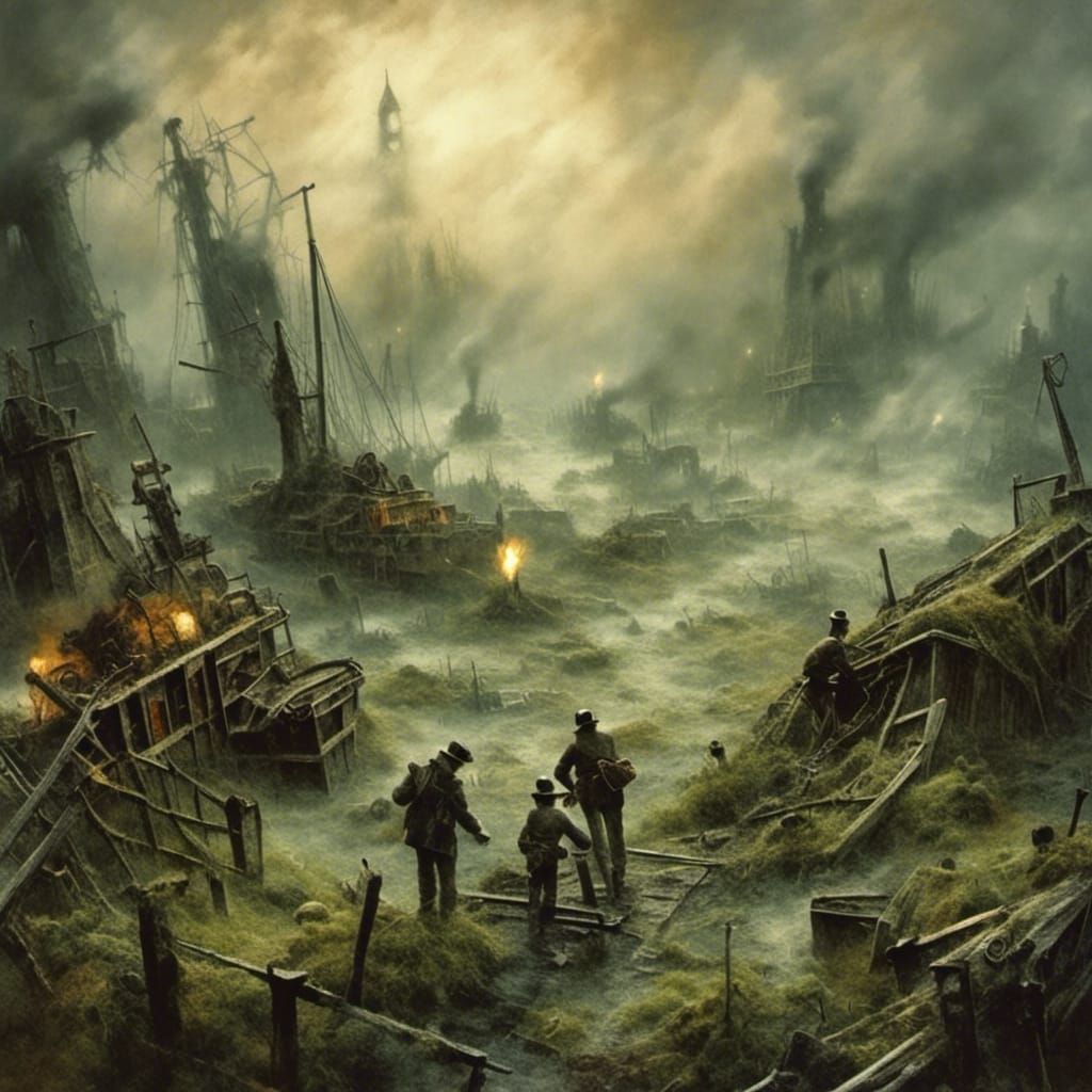 Macabre World War 1 Scene with Poison Gas