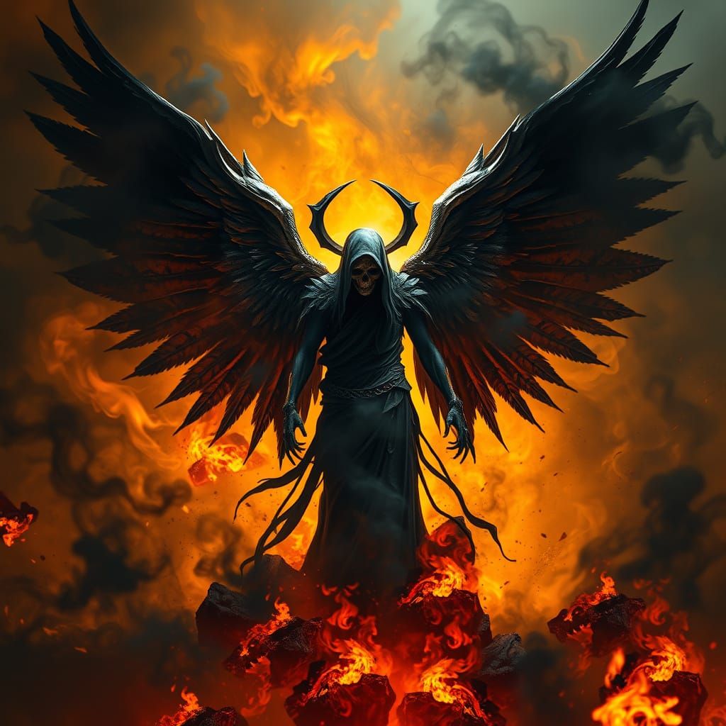 Ethereal Reaper of Flames in Golden Haze