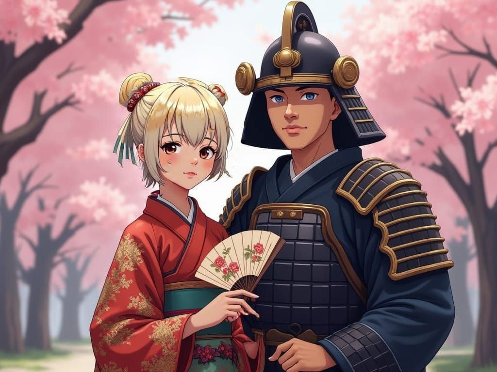 Stoic Polish Couple Embody Cherry Blossom Elegance in Anime...