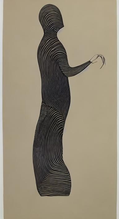 Woman in Ink: Calligraphic Portrait in Black
