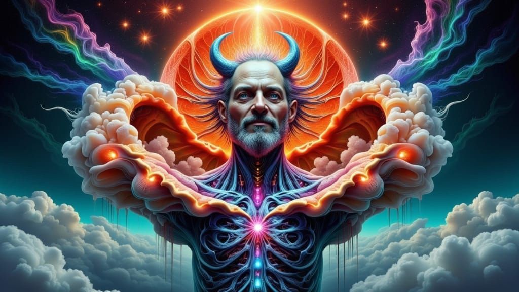 Fractal Faced Man in Shell, X-Ray Art