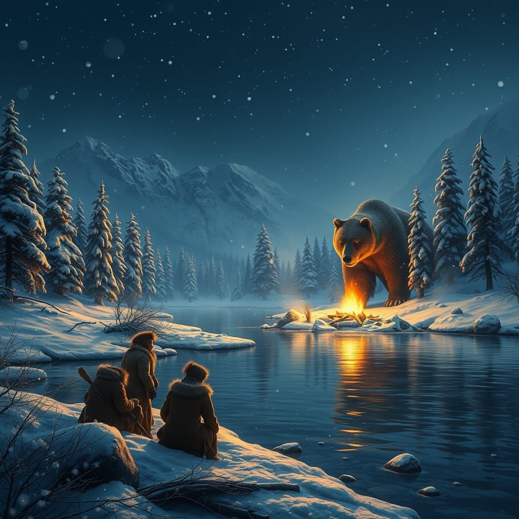 Winter Riverbank Ambush in Frosty Night