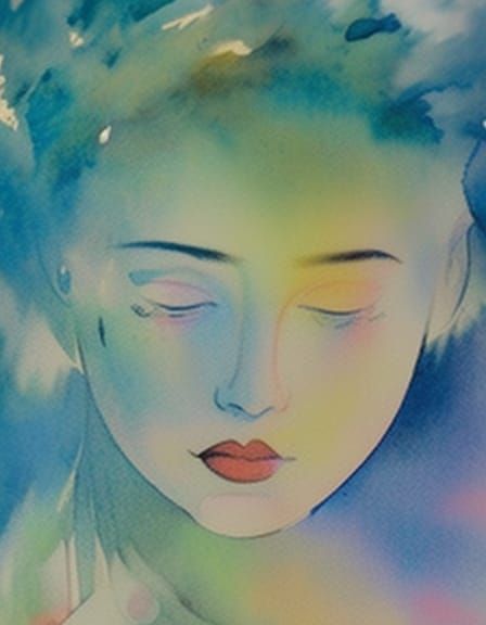Gaia in Green: Watercolor and Mixed Media