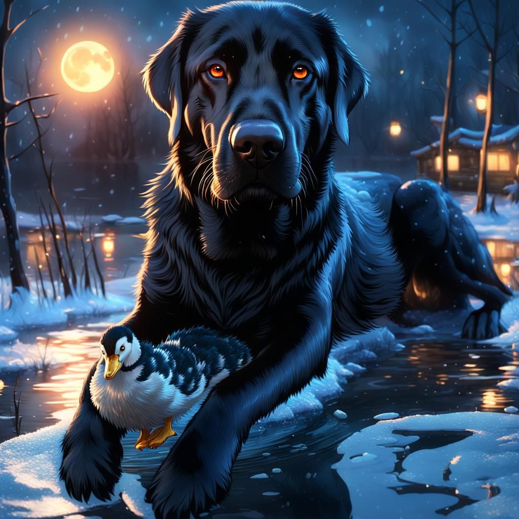 Dog Rescues Duck: 3D Anime Concept Art