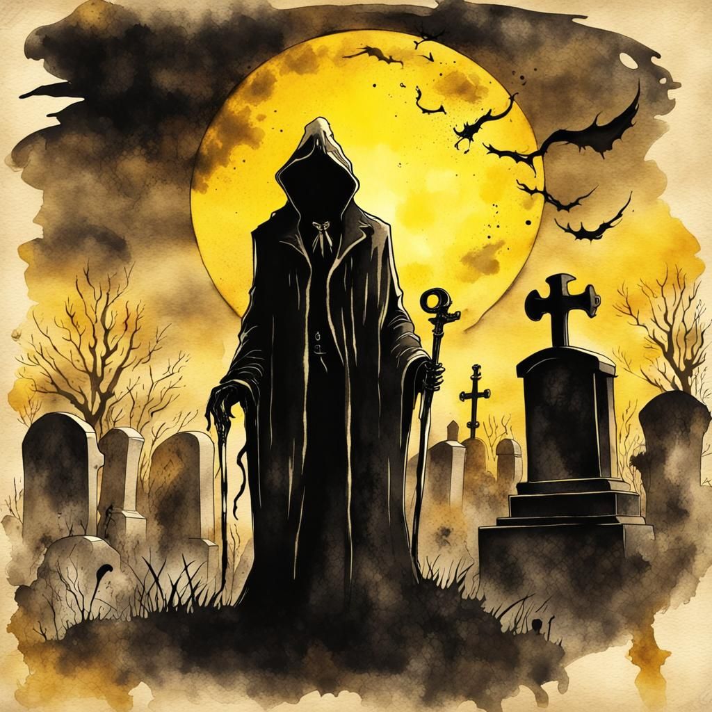 Grim Reaper Silhouette in Steampunk Nightmare