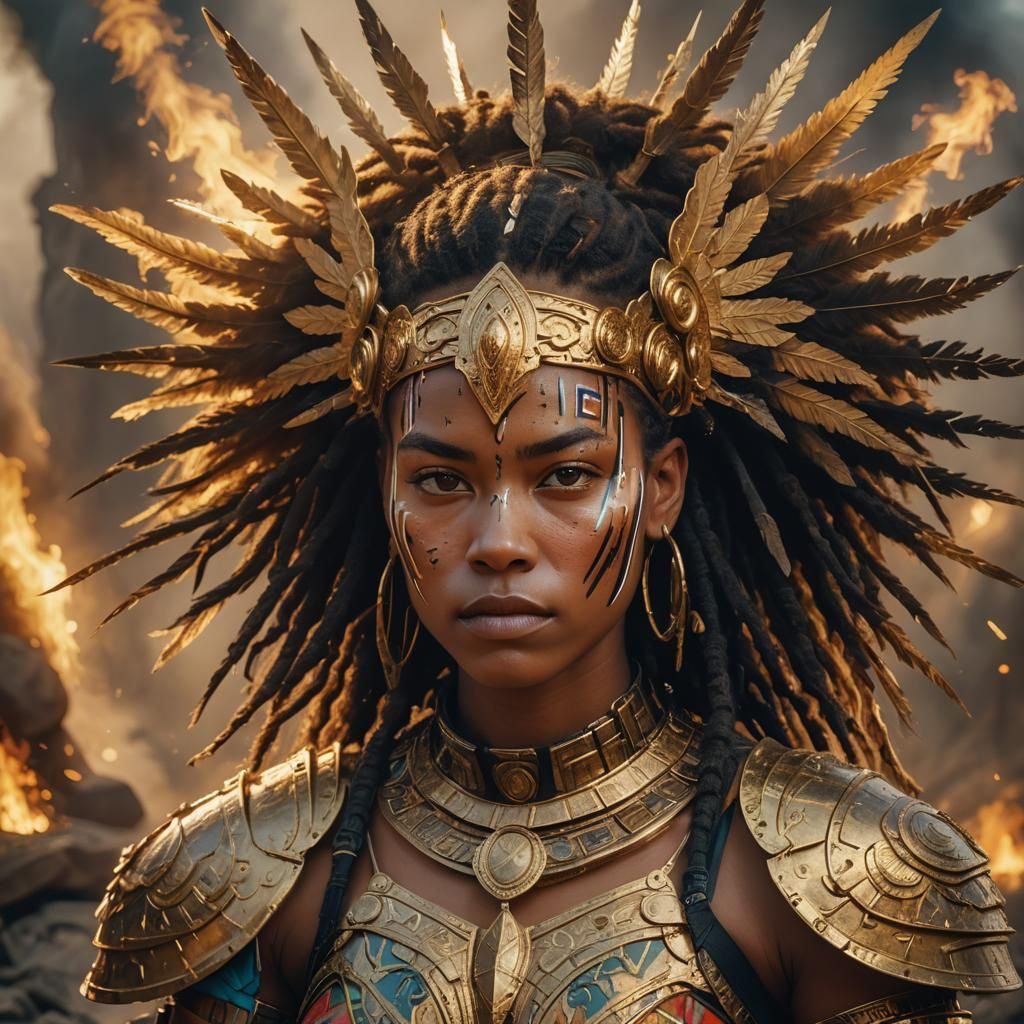 Mystical Warrior Woman Portrait in Fantasy Style