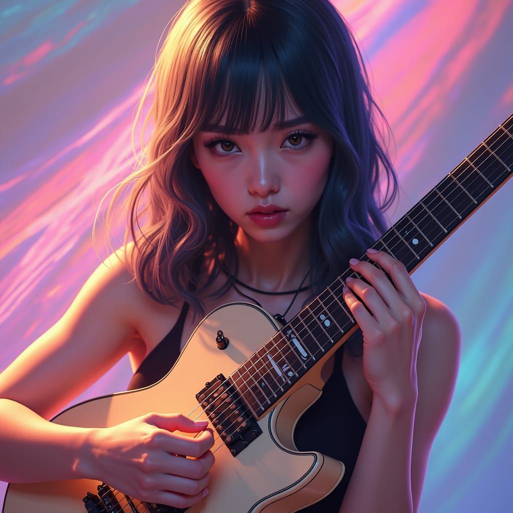 Guitarist with PRS Guitar in Concept Art Style