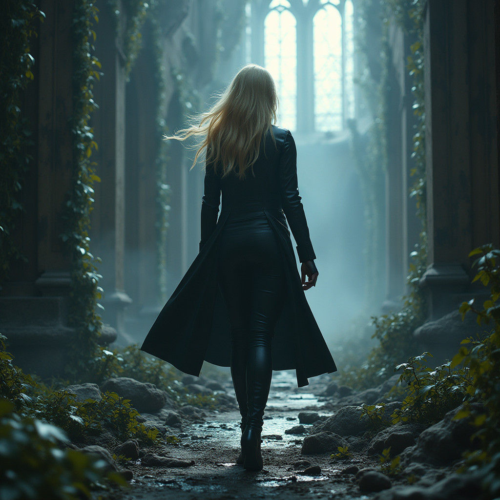 Power Girl in Hogwarts Ruins: Digital Matte Painting
