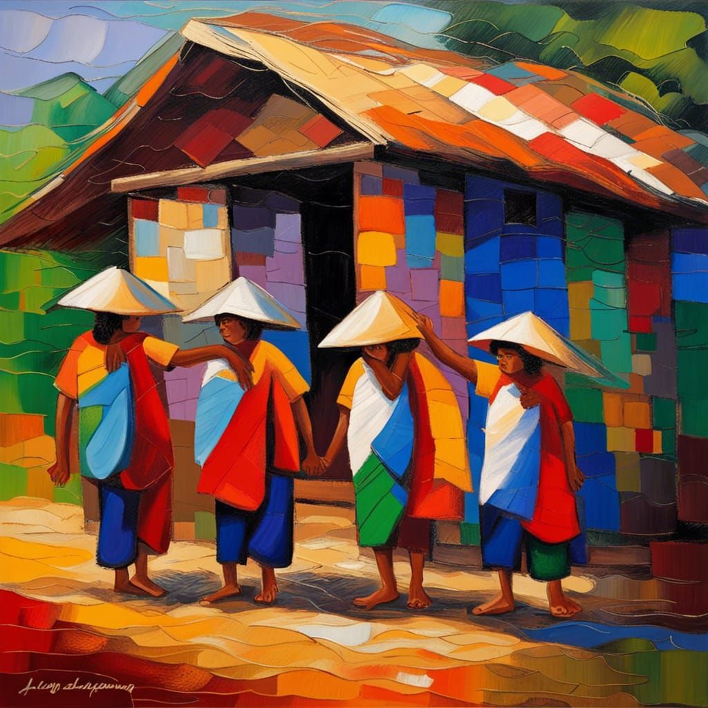 Filipino Unity: Building a Nipa Hut Together