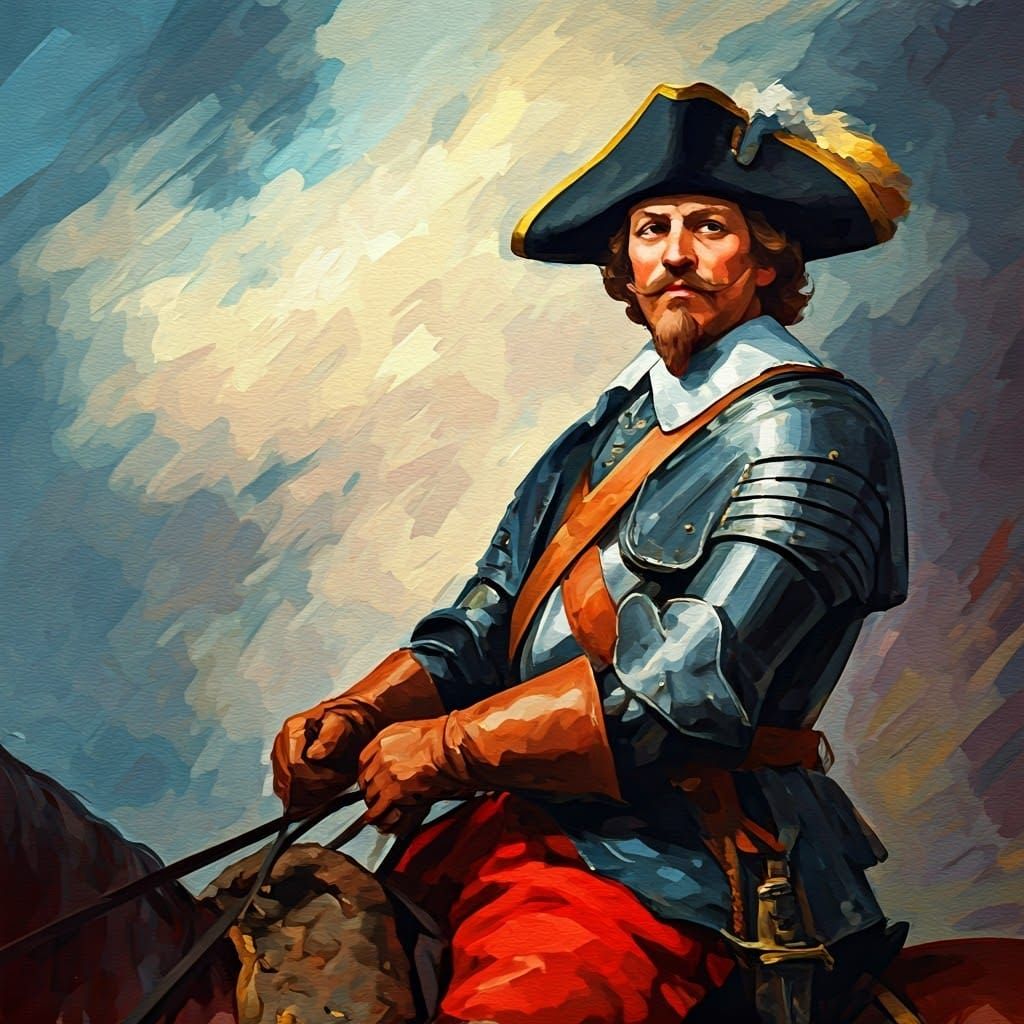 Finnish Cavalryman in Gouache Style During Thirty Years' War