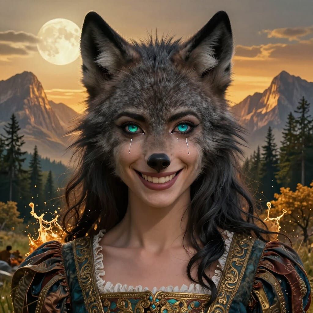 Beautiful Werewolf Woman in Renaissance Dress