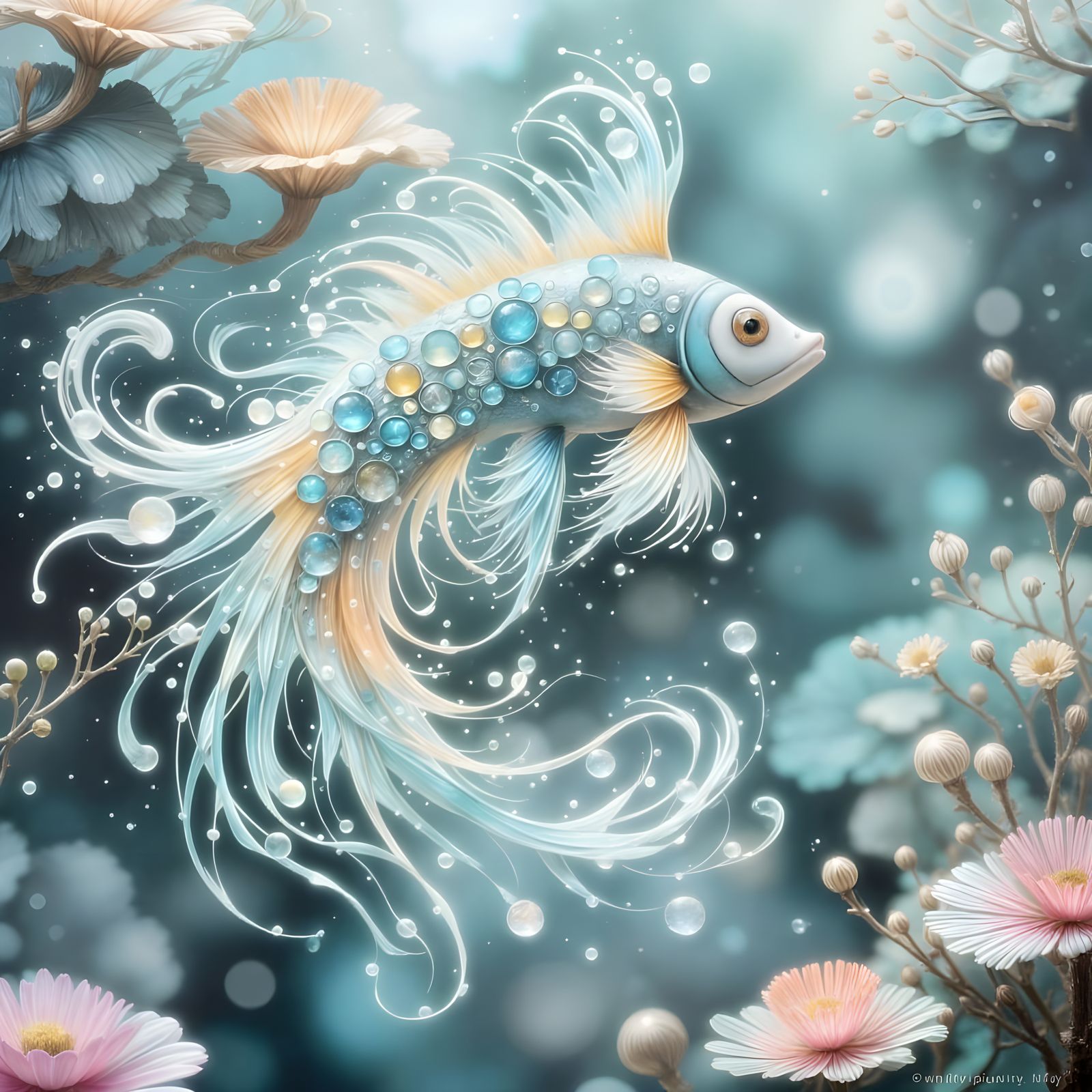Whimsical Fish With Flowing Whispy Fins