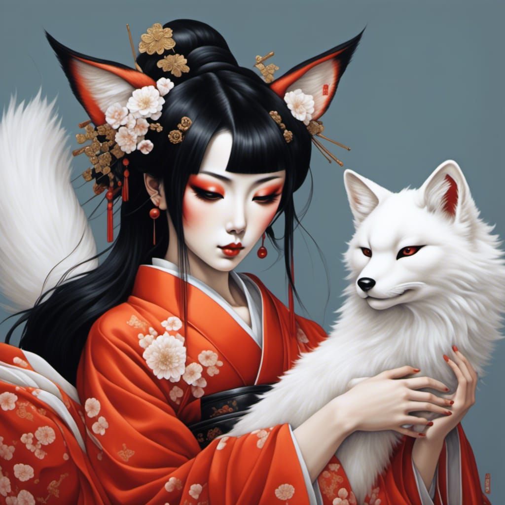 Anime Kitsune Geisha Portrait