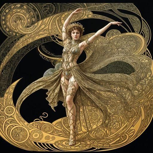 Elegant Dancer in Art Nouveau Style