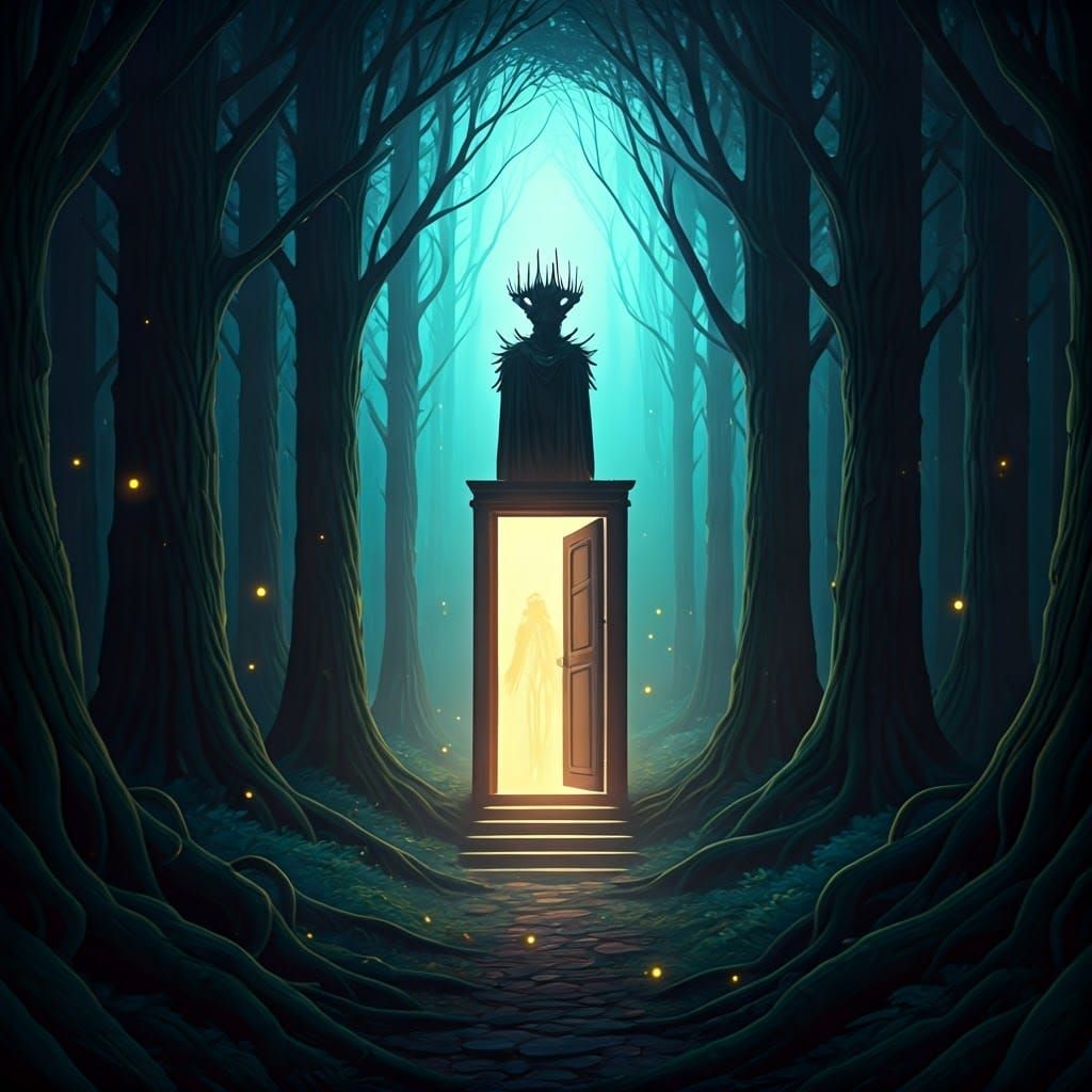 Mystical Doors in Forest, City, and Sky