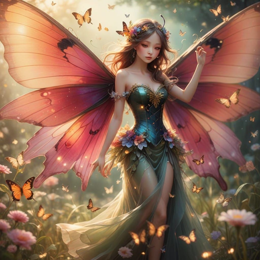 Elegant Fairy Dancing in a Moonlit Garden
