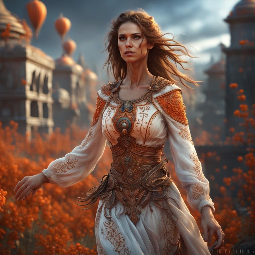 Slavic-Turkish Sci-Fi Woman in Detailed Matte Painting