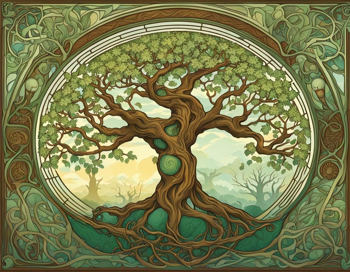 Art Nouveau Tree of Life Illustration