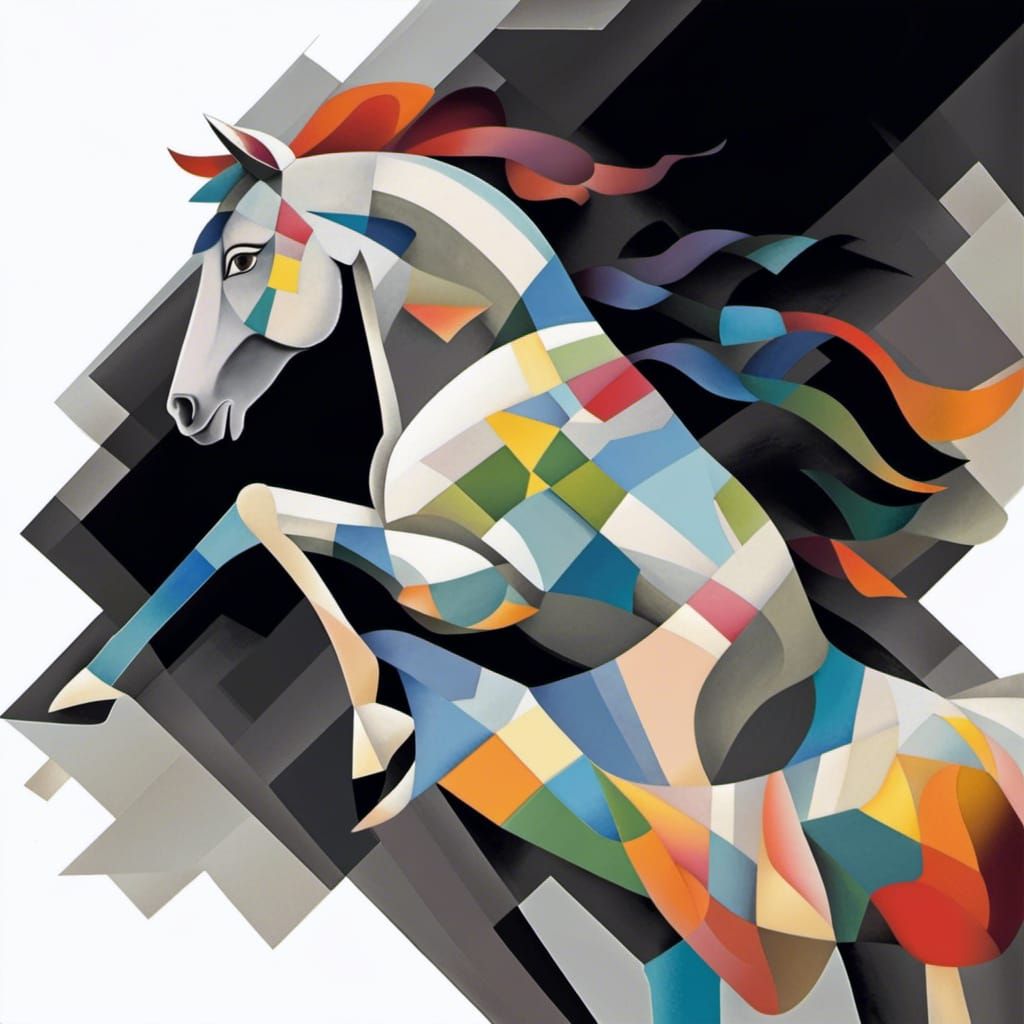 Surreal Centaur Woman in Cubist Style