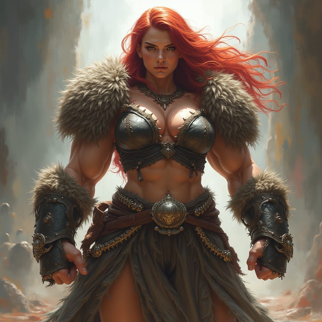 Titanic Super Saiyan Warrior Woman in Dynamic Fantasy Art