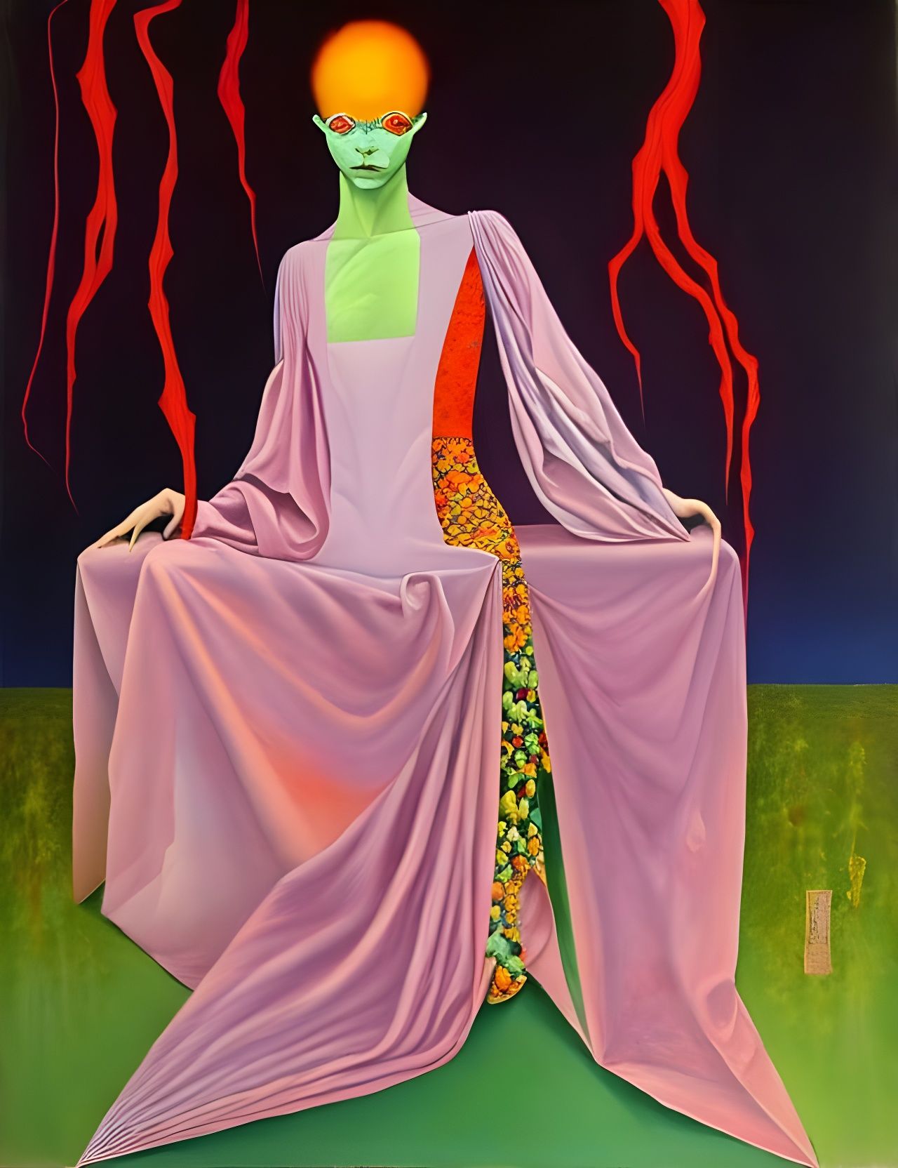 Sinister Weaver of Nightmares in Surreal Mixed Media