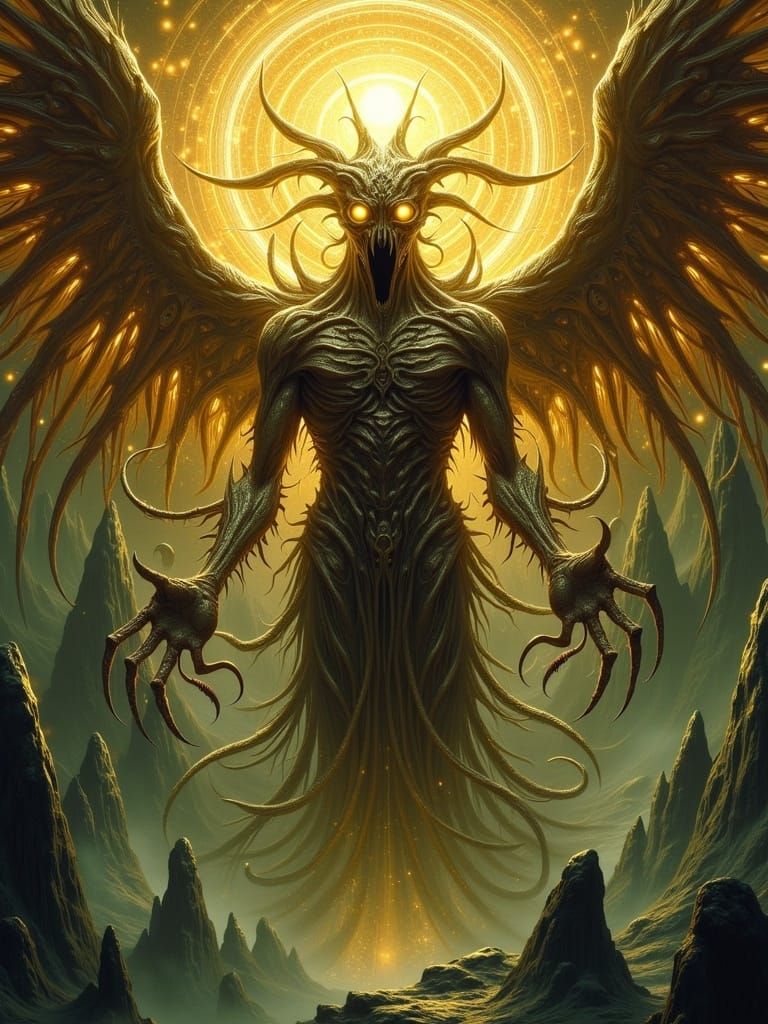 Lovecraftian Angel in Dark Fauvist Dreamscape