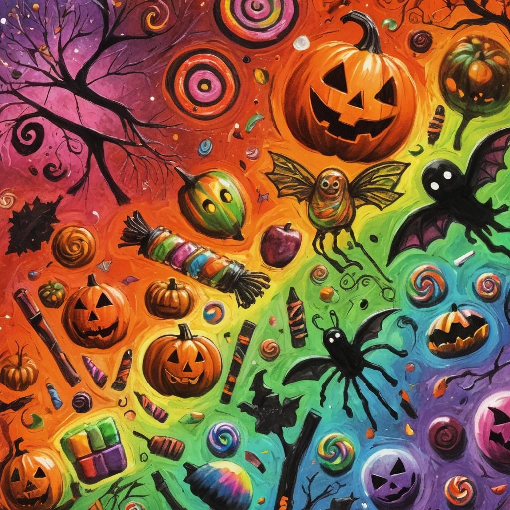 Glowing Halloween Tree with Fairy: Digital Art