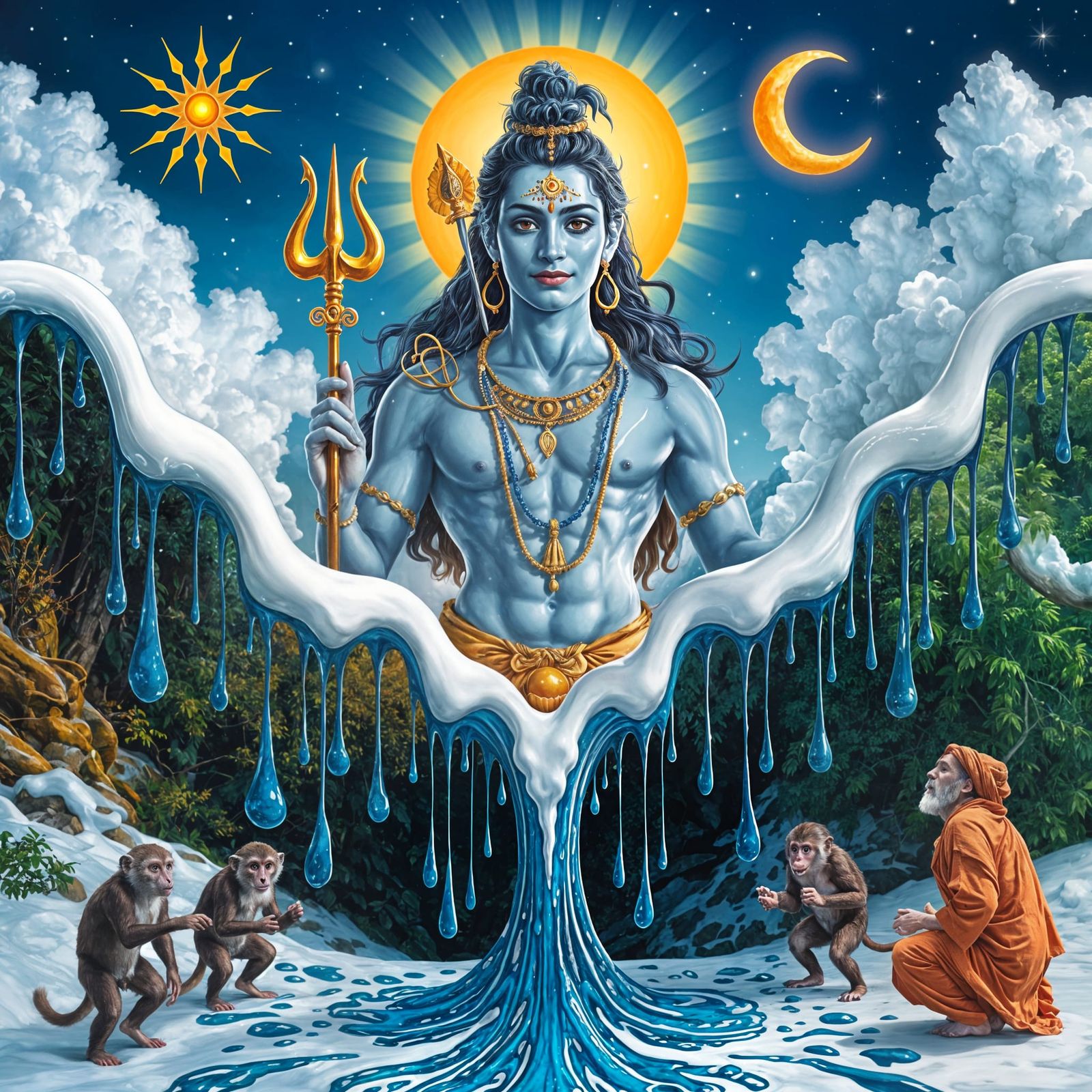 Shiva Embracing the Ganga River in Soft, Ethereal Light