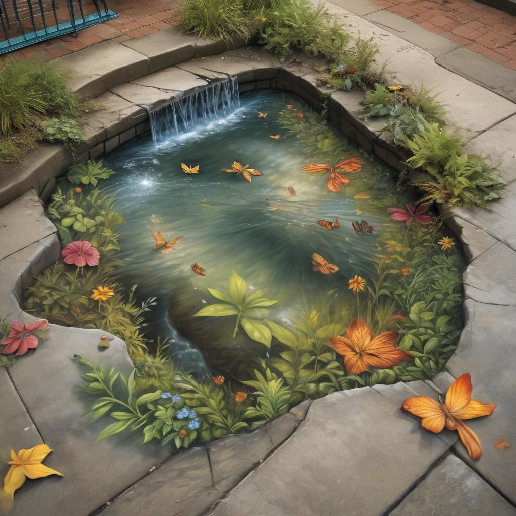 Captivating Fairy Scene in Trompe-l'oeil Chalk Art