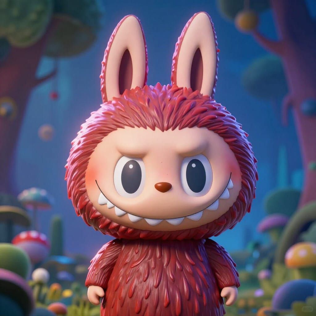 Whimsical Labubu Creature in Surrealist Dreamscape