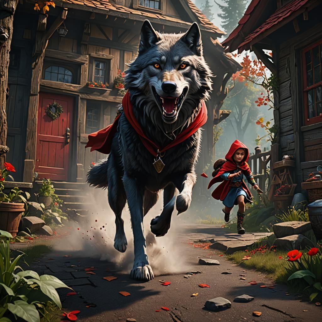 Wolf's Chase: A Matte Painting of Red Riding Hood