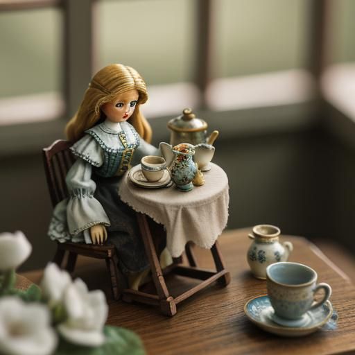 Antique Doll in Dollhouse: Macro Photography