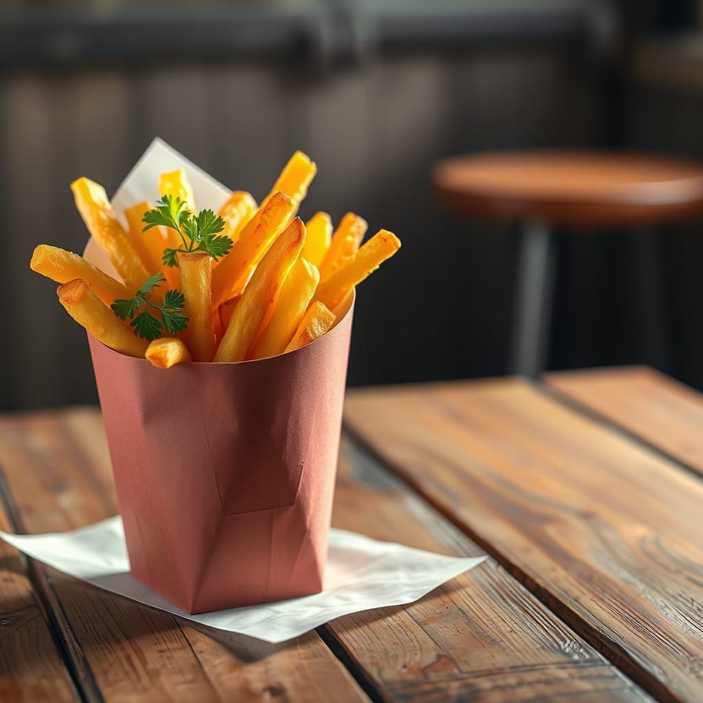 Golden Fries with Parsley in Digital Art Style