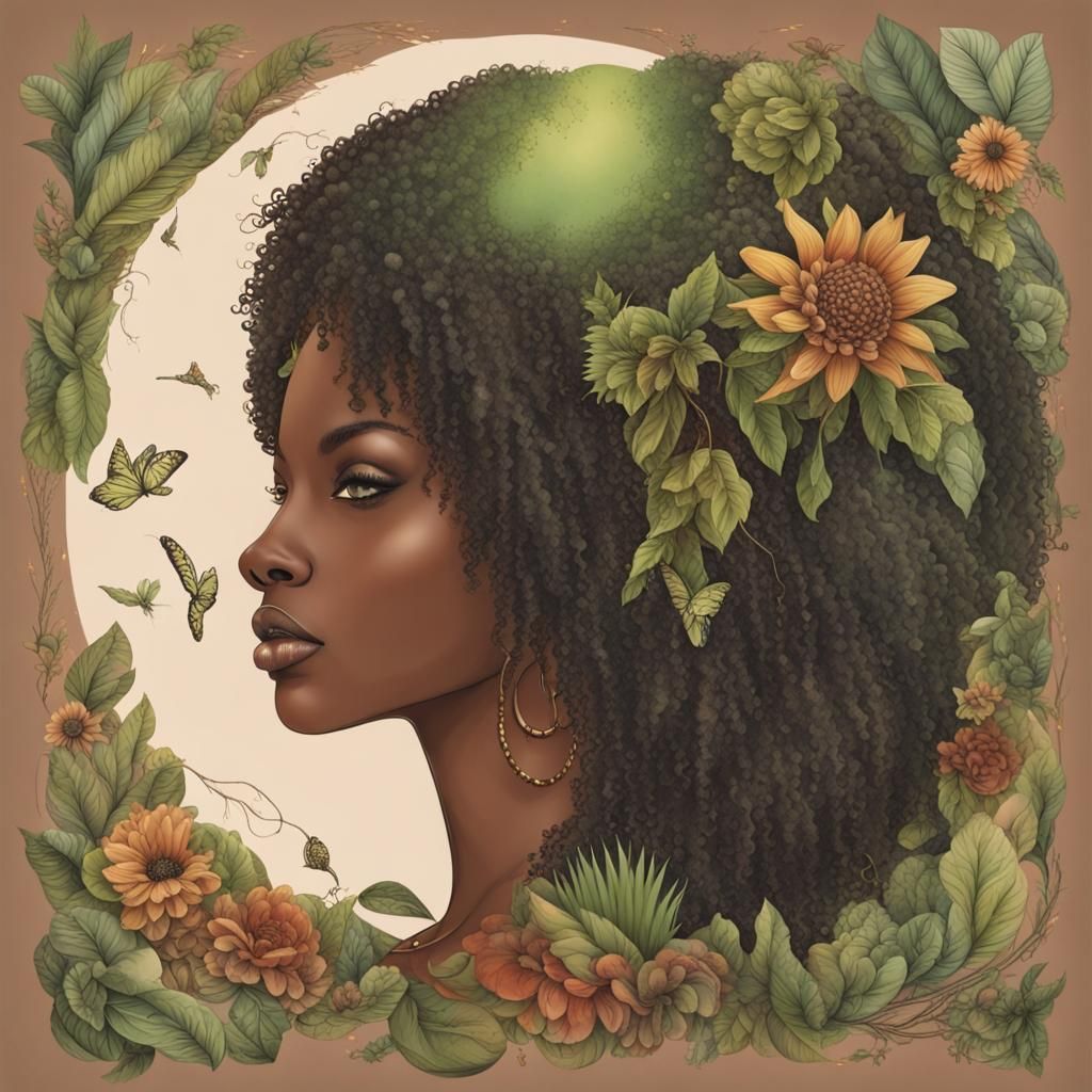 Mother Earth with Dark Skin and Kinky Hair