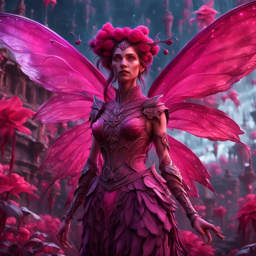 Fuschia Fairy: Detailed Fantasy Art in Deep Color