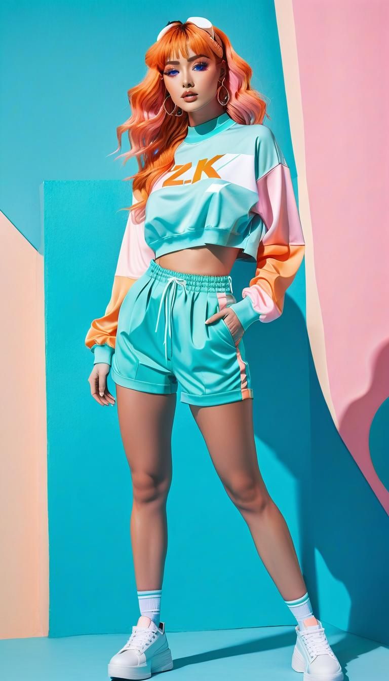 Anime Woman in Y2K Fashion in Harajuku