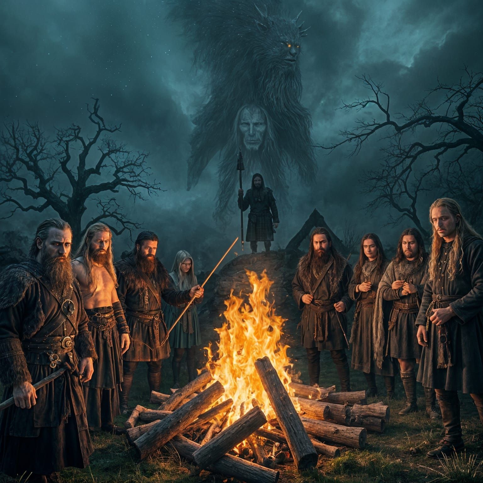 Celtic Warriors Gather Around Ancients