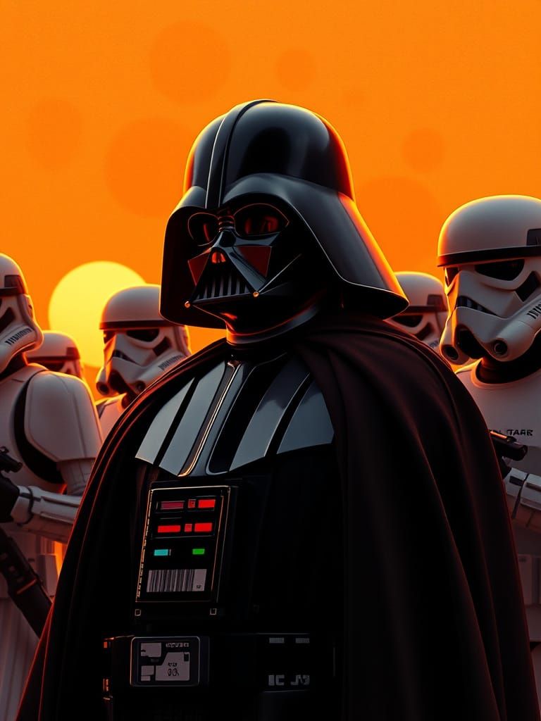 Darth Vader and Stormtroopers in Golden Hour Ukiyo-e