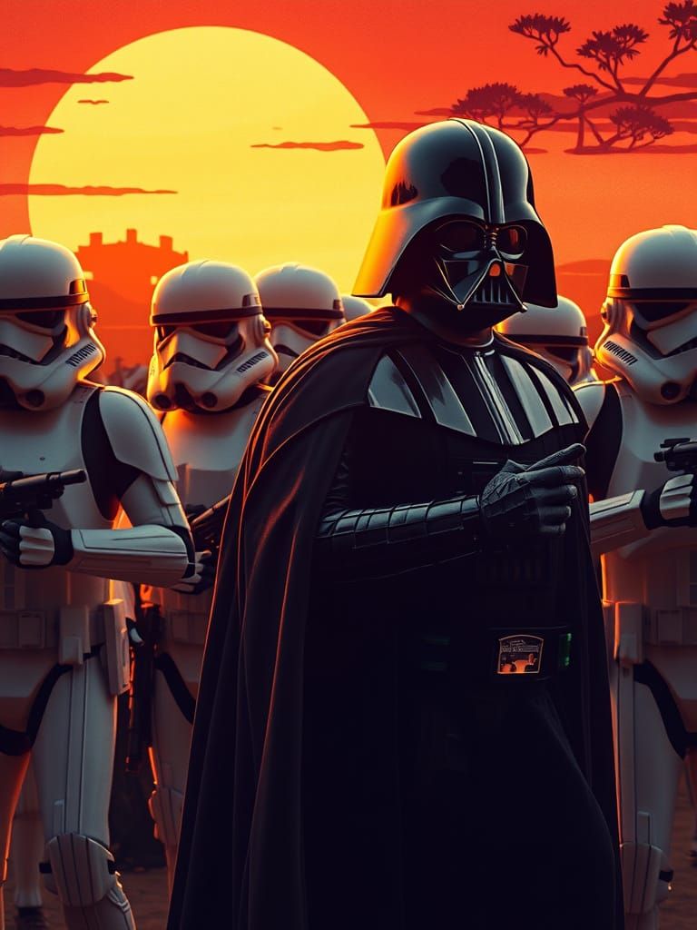 Darth Vader and Stormtroopers in Hyper-Realistic Ukiyo-e Sty...