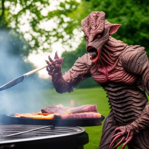 Demogorgon Chef BBQ Action Photo in 8K