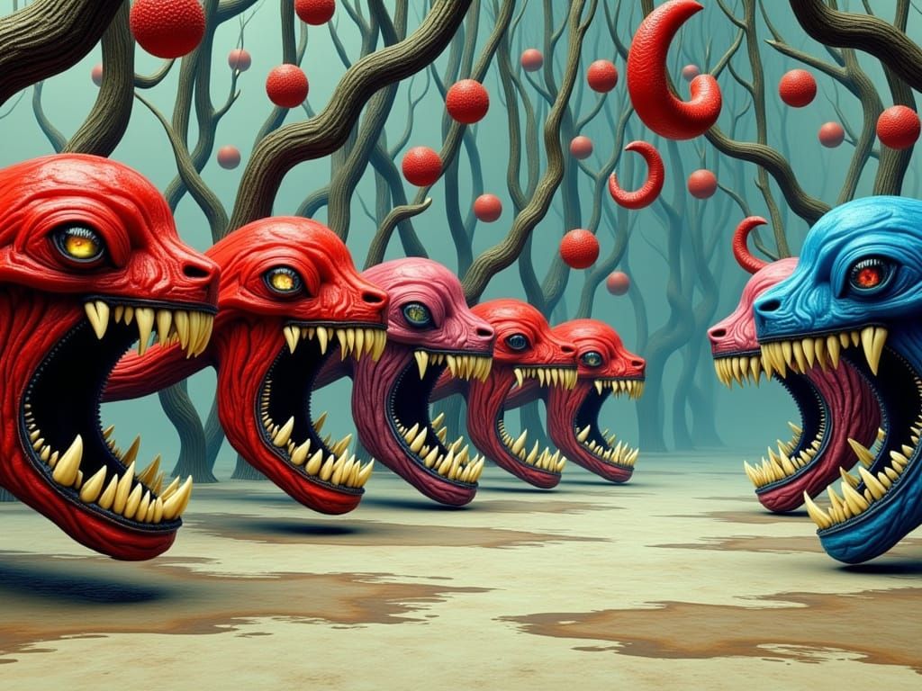 Surreal Decision Tree with Phantom Tigers and Talking Lobste...