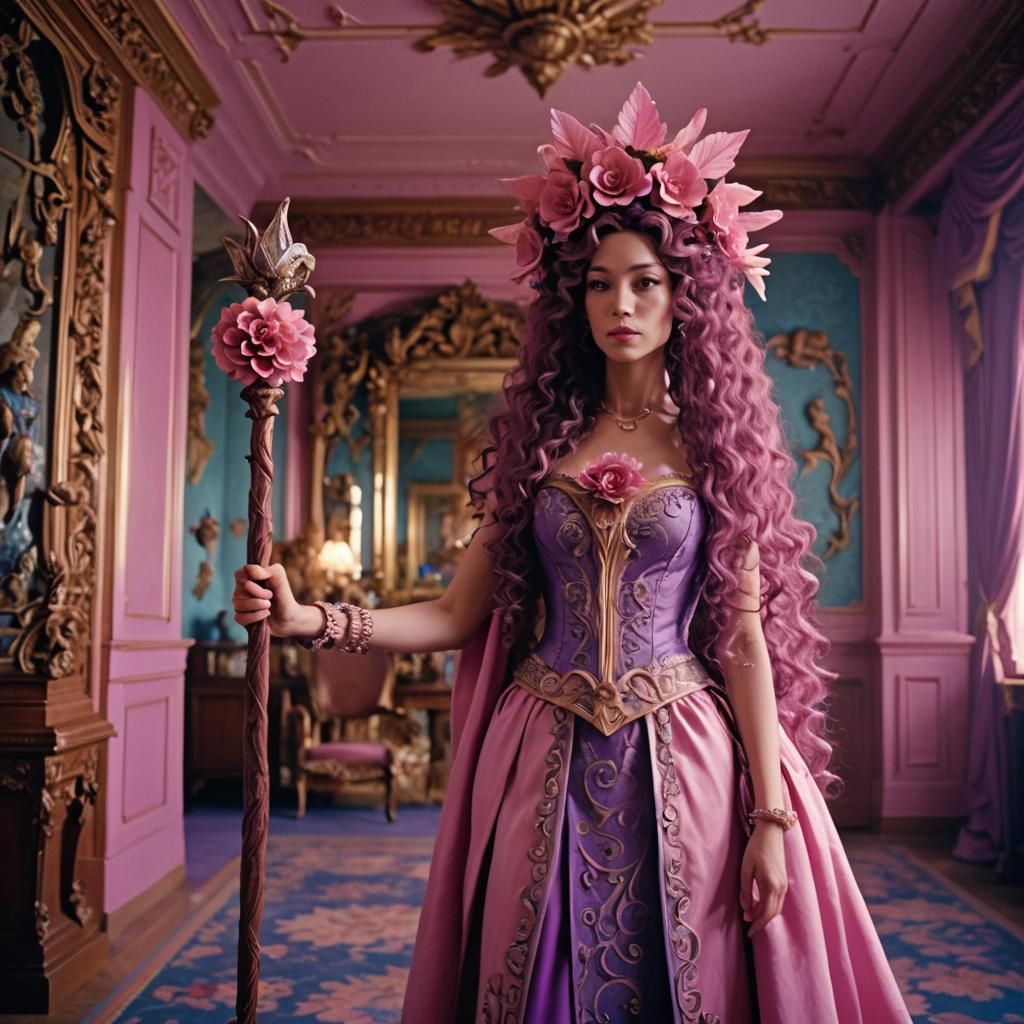 Maiden with Flower Staff in Royal Room