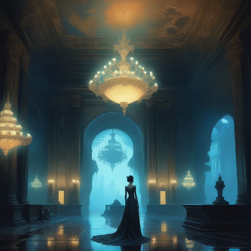 Hyper-Realistic Woman Contemplates Futuristic Cityscape in A...