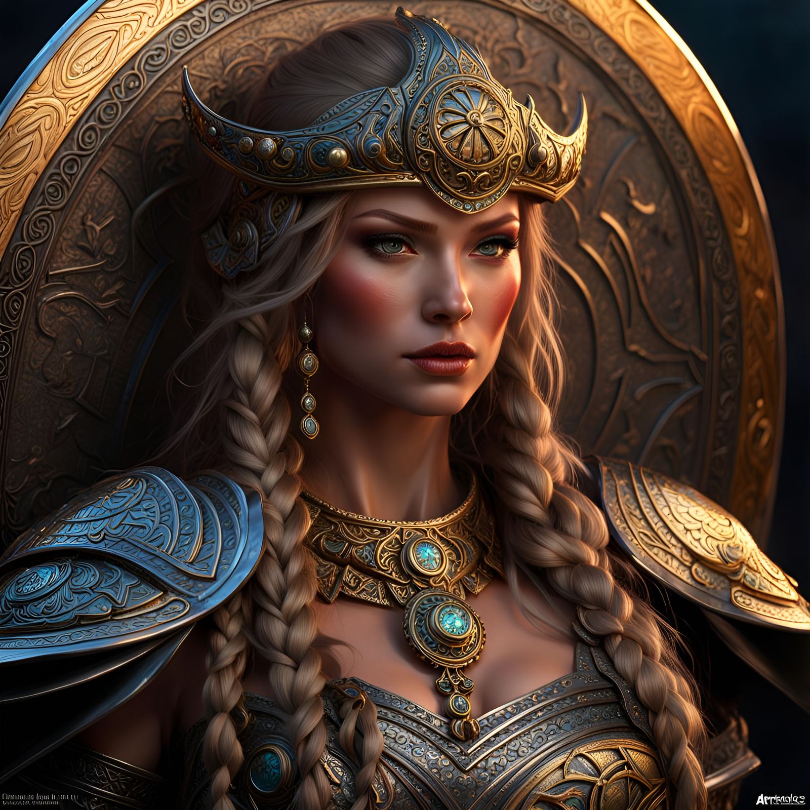 Viking Shield Maiden Digital Art in 8k Resolution
