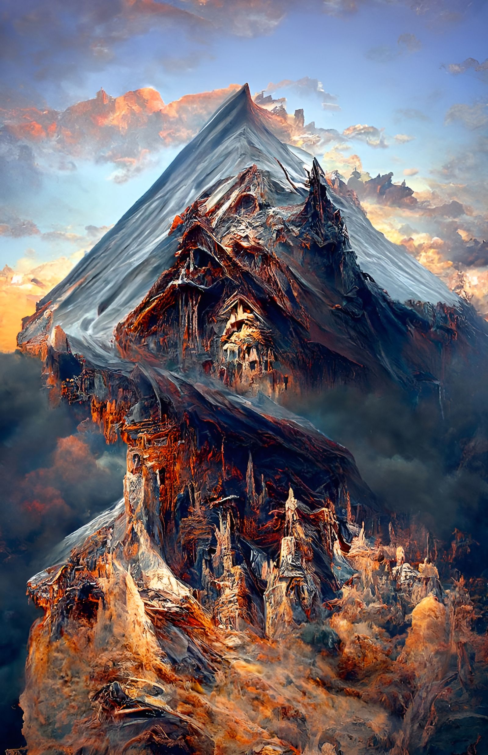 Horror Fantasy Mountain Landscape in Detailed Matte Painting
