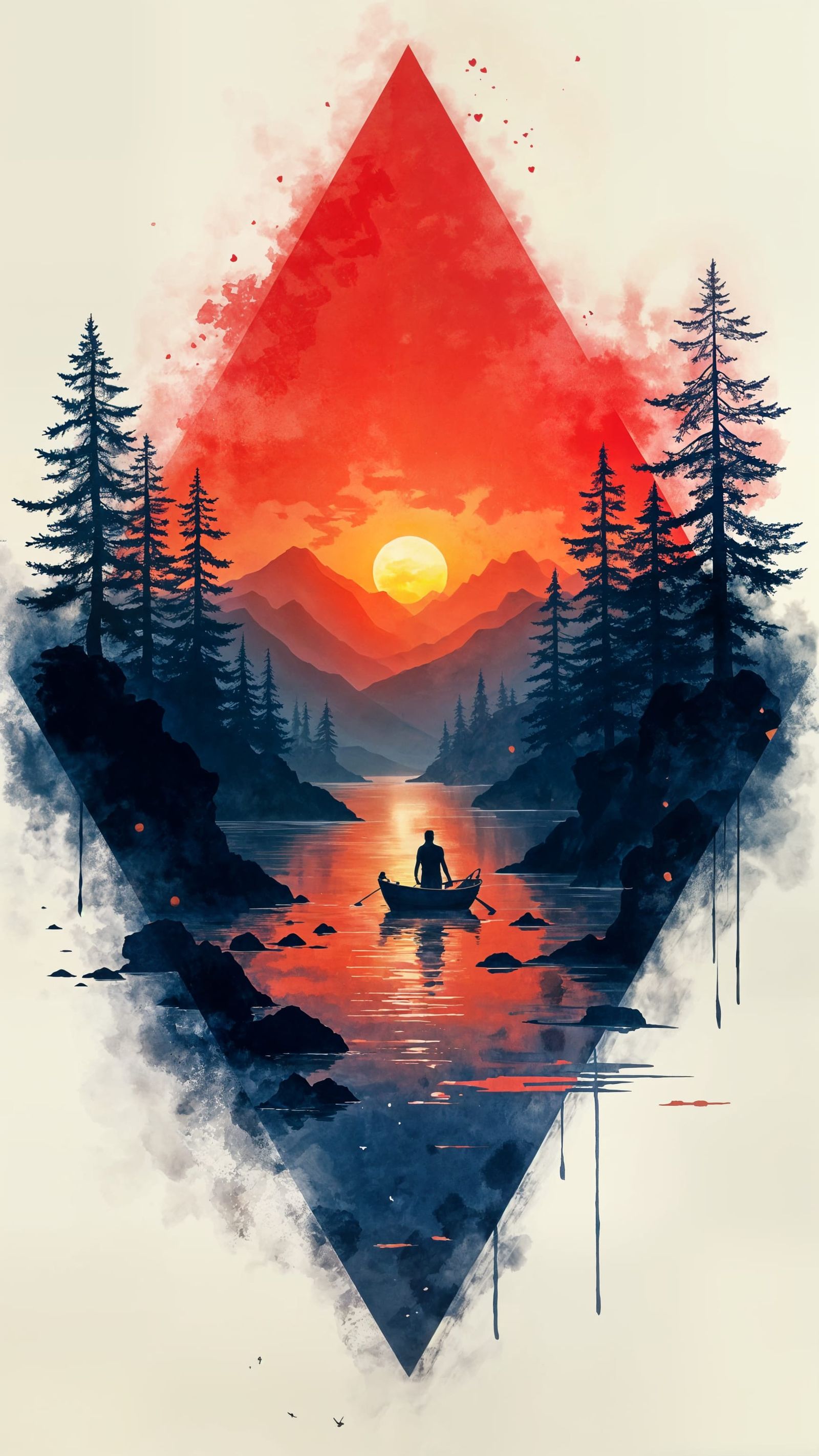 Cyberpunk Sunset on the Geometric River