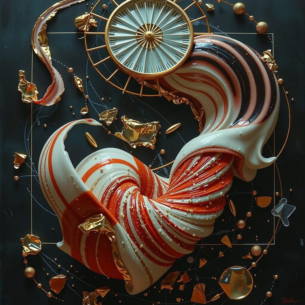 Abstract Swirling Gelato Colors in Bold Geometric Shapes