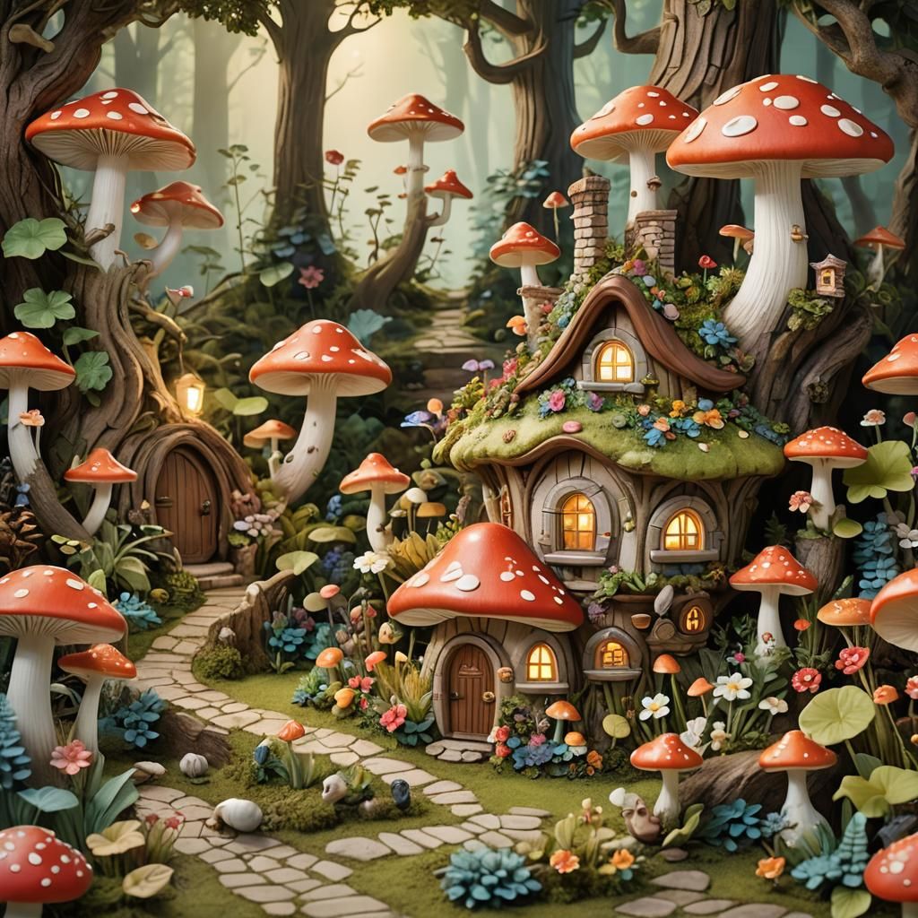 Enchanting Mushroom House in Forest Garden