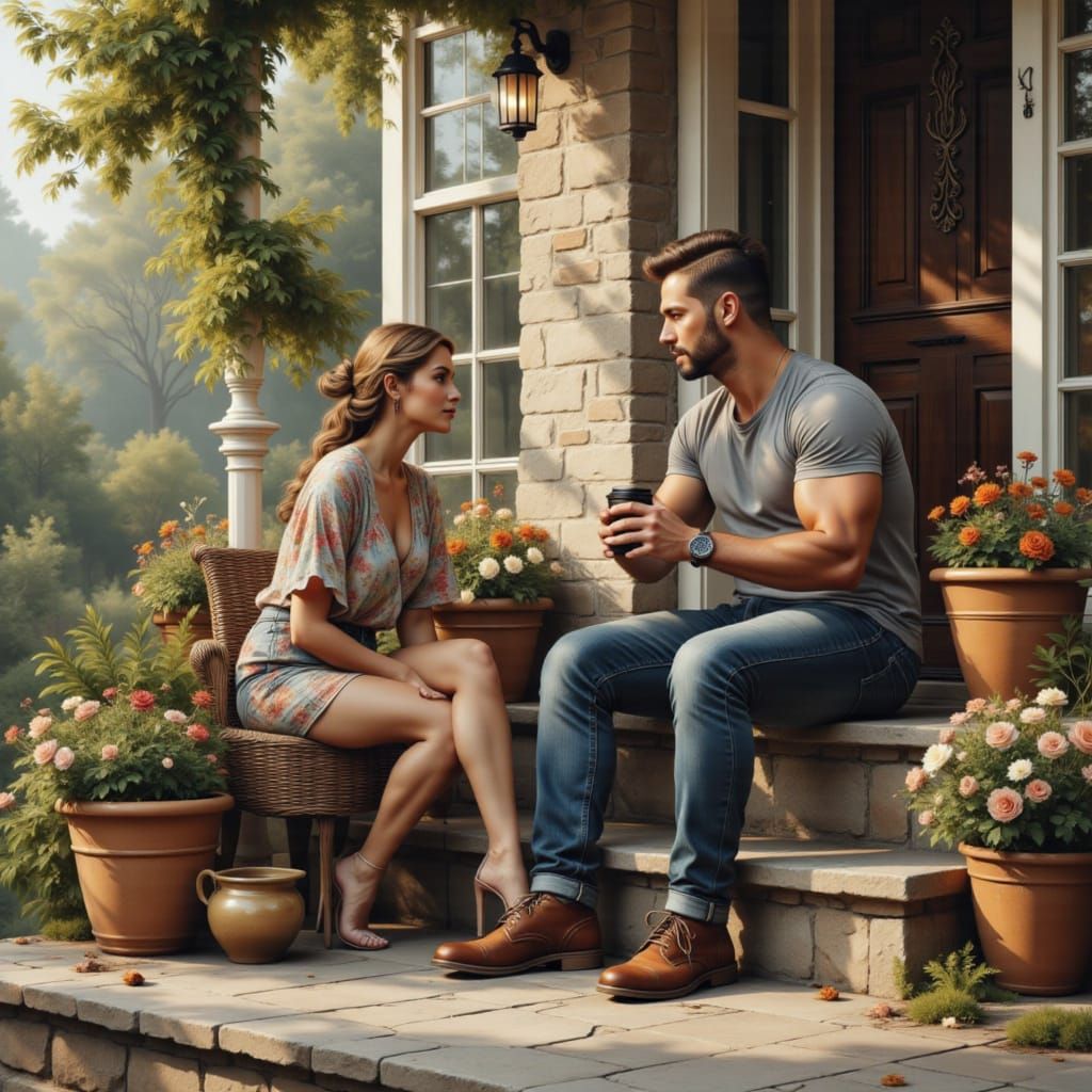 Surreal Coffee Landscape in Anime-Inspired Abstract Romantic...