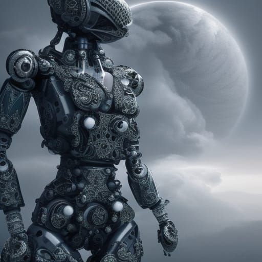 Detailed Humanoid Robot in Digital Matte Painting